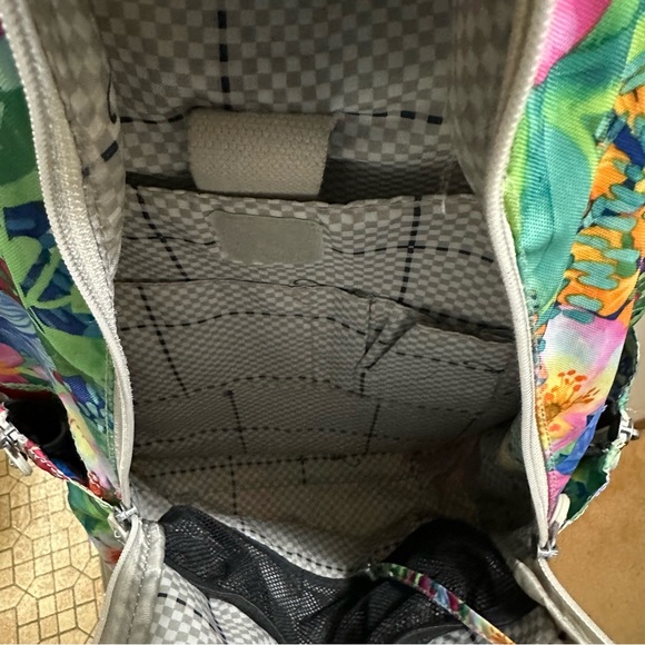 Kipling Multicolor Floral Backpack Bag Missing Monkey Charm - Picture 10 of 12